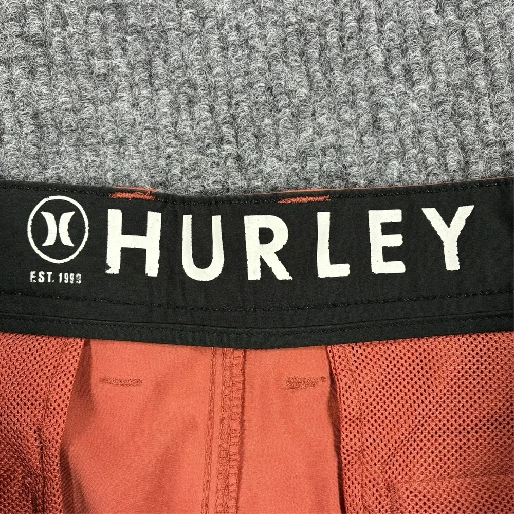 Hurley Phantom Mens Board Shorts Size 36 Orange Performance Surf Swim Lined